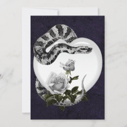 Snake Heart Gothic Valentines Vit ros Julkort