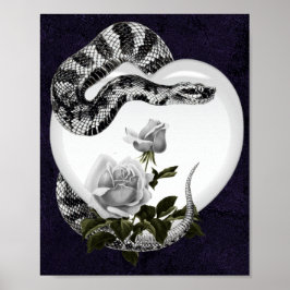 Snake Heart Gothic Valentines Vit ros Poster