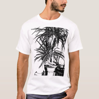 Snake in Bloom - Black Line Art T Shirt