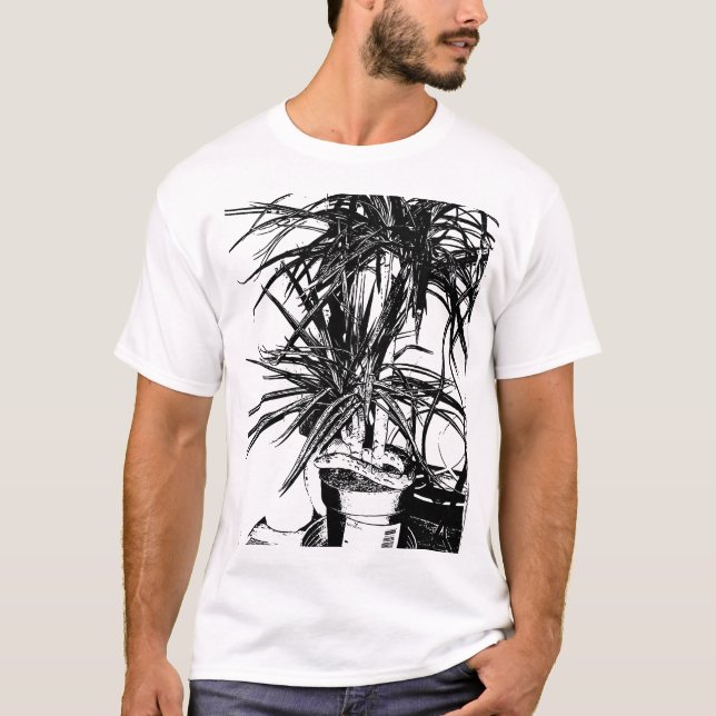 Snake in Bloom - Black Line Art T Shirt (Framsida)