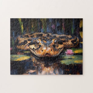 Snake in Florida Everglades Painting Pussel