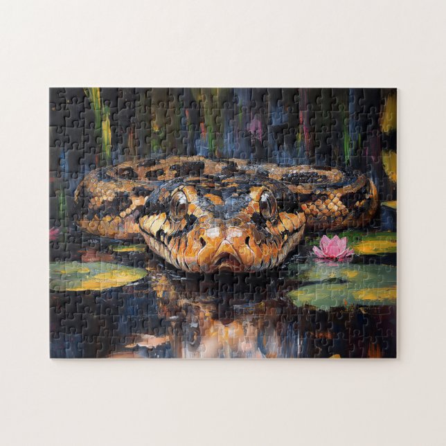 Snake in Florida Everglades Painting Pussel (Horisontell)