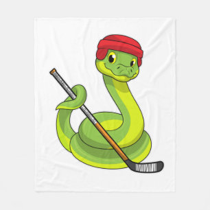 Snake in Ice hockey with Ice hockey stick Fleecefilt