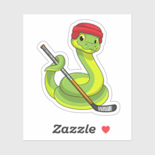 Snake in Ice hockey with Ice hockey stick Klistermärken
