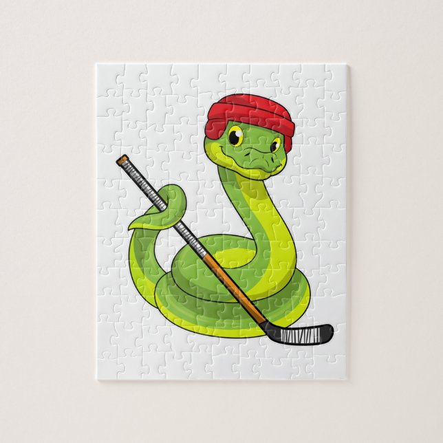 Snake in Ice hockey with Ice hockey stick Pussel (Vertikal)