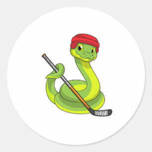 Snake in Ice hockey with Ice hockey stick Runt Klistermärke