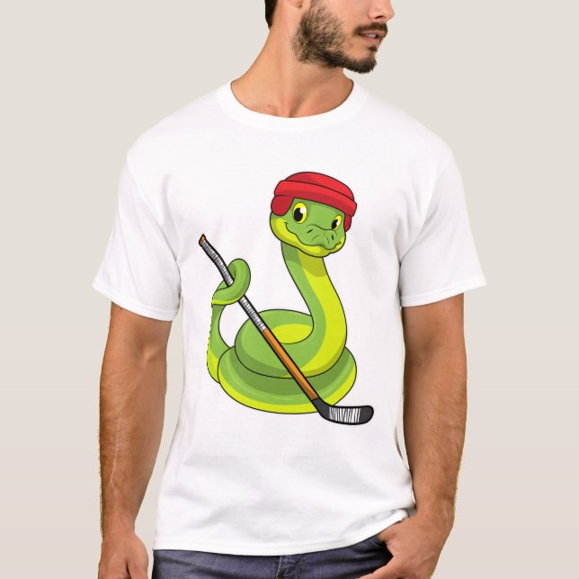Snake in Ice hockey with Ice hockey stick T Shirt (Framsida)