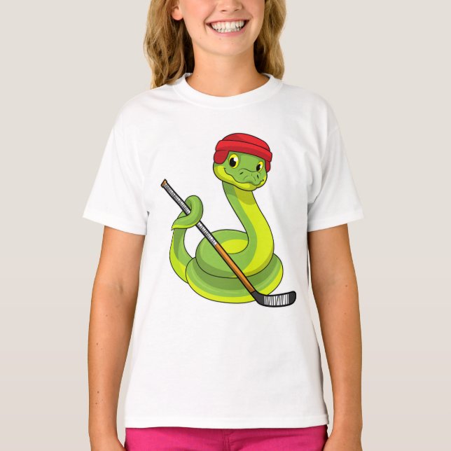 Snake in Ice hockey with Ice hockey stick T Shirt (Framsida)