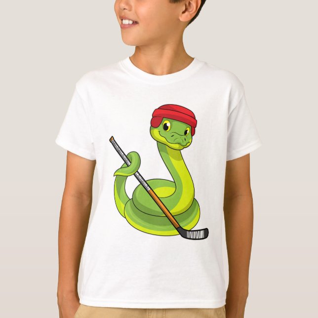 Snake in Ice hockey with Ice hockey stick T Shirt (Framsida)