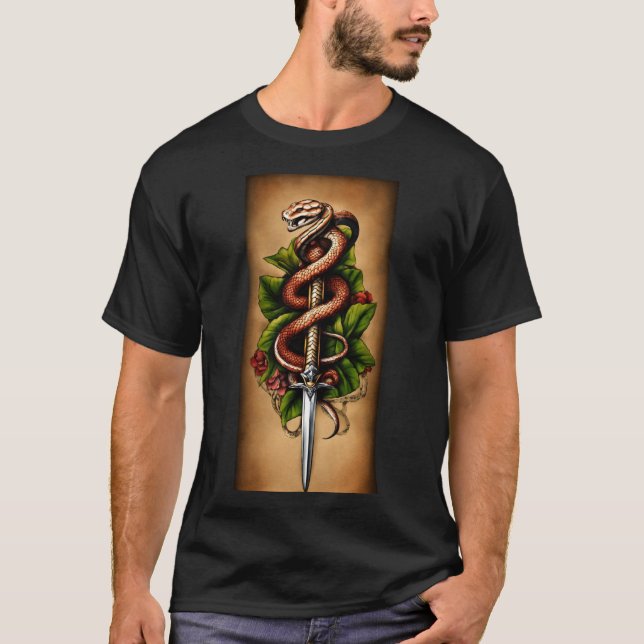 Snake inslagen runt dolger T-shirt (Framsida)