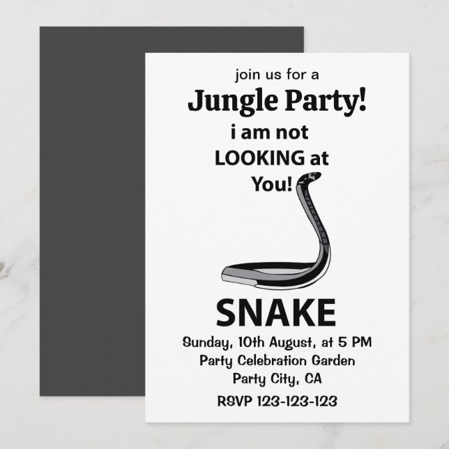 Snake jag Tittar inte på din fantastiska snake Inbjudningar (Fram/baksida)