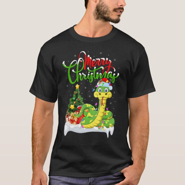 Snake Julafton Dekorations Santa Snake-jul T Shirt (Framsida)
