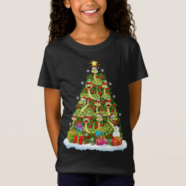Snake Julafton Träd Lighting Santa Snake-jul T Shirt (Framsida)