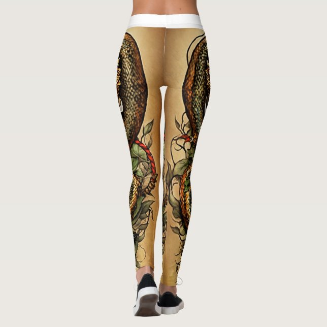 Snake-kokt runt dolger tattodesign leggings (Baksida)