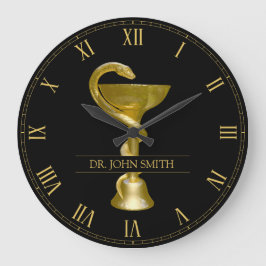 Snake Medical Bowl Hygieia Guld Caduceus Namn Stor Klocka