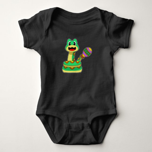 Snake Musician Rattle Music T Shirt (Framsida)