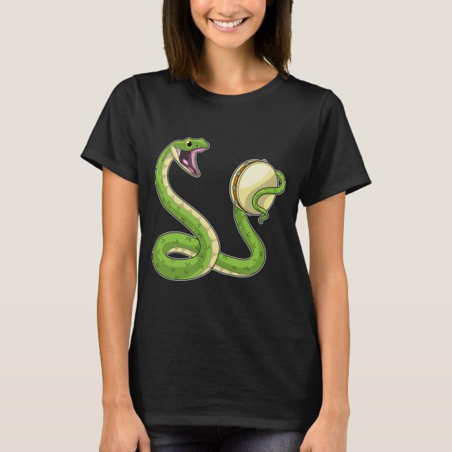 Snake Musician Tambourine Music T Shirt (Framsida)