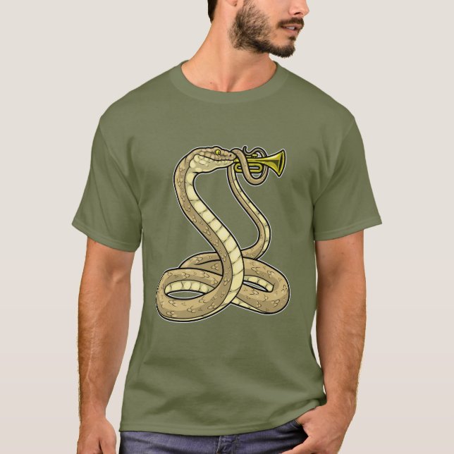 Snake Musician Trumpet Music T Shirt (Framsida)