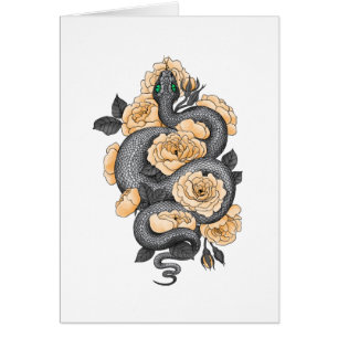 Snake och gul ros hälsningskort
