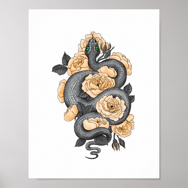 Snake och gul ros poster (Framsidan)