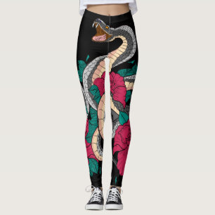 Snake och Röd ros Leggings