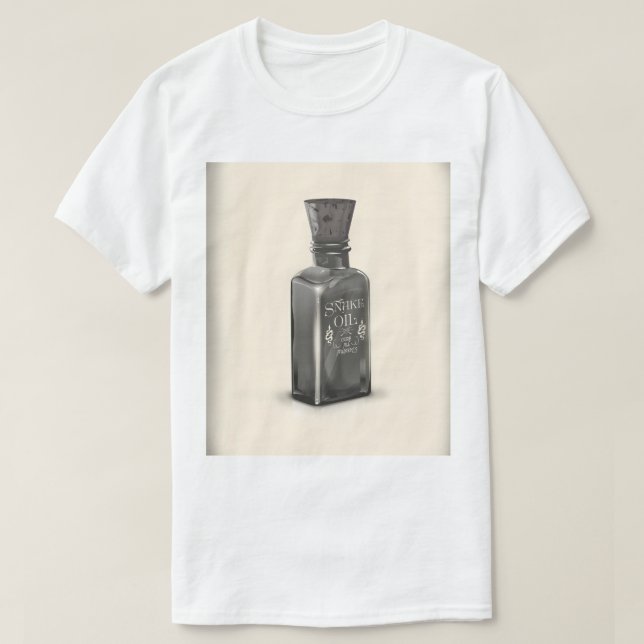 Snake Oil "Cure All Ailments" Flaska poster lustig T Shirt (Design framsida)