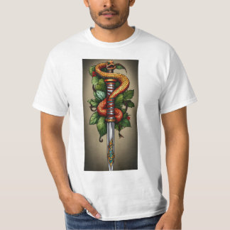 Snake-omslaget runt daggartatoo-design t shirt