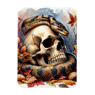 Snake on Skull Höst löv Magnet
