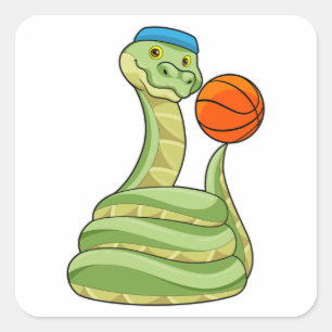 Snake på Basketball Sports Fyrkantigt Klistermärke