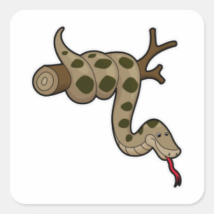Snake på Gren Fyrkantigt Klistermärke