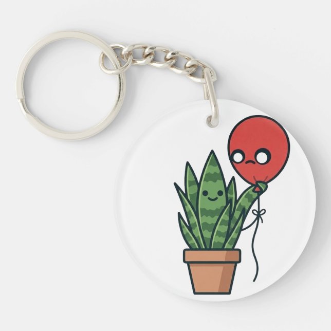 Snake plant and balloon Acrylic Keychain (Framsidan)