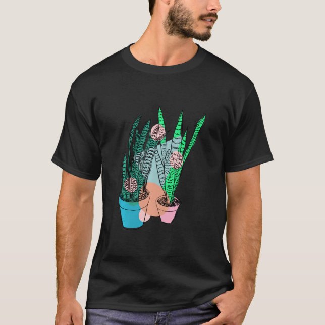 Snake Plant Colorful Sansevieria T Shirt (Framsida)