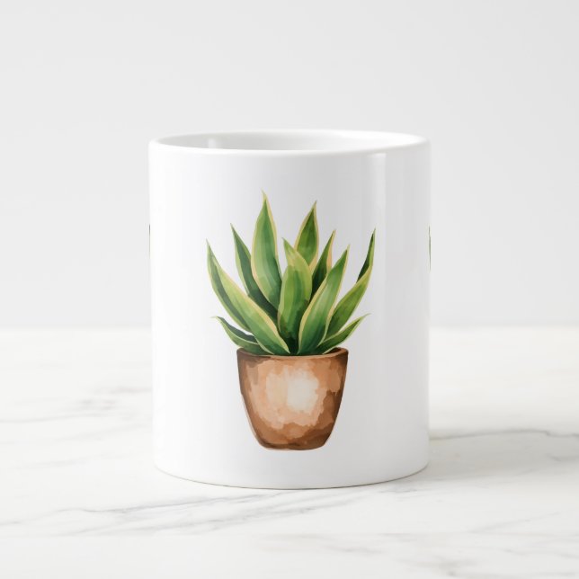 Snake Plant Line Drawing Minimalist Mug Jumbo Mugg (Framsidan)