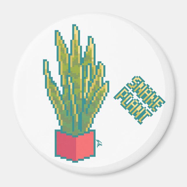 Snake plant Pixelart, Pixel Art Magnet (Framsidan)