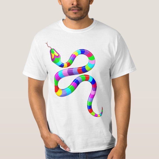 Snake Psychedelic Rainbow Färg T Shirt (Framsida)