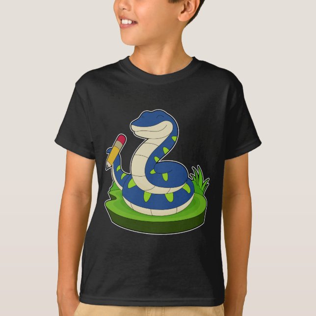 Snake Pupil Pencil School T Shirt (Framsida)