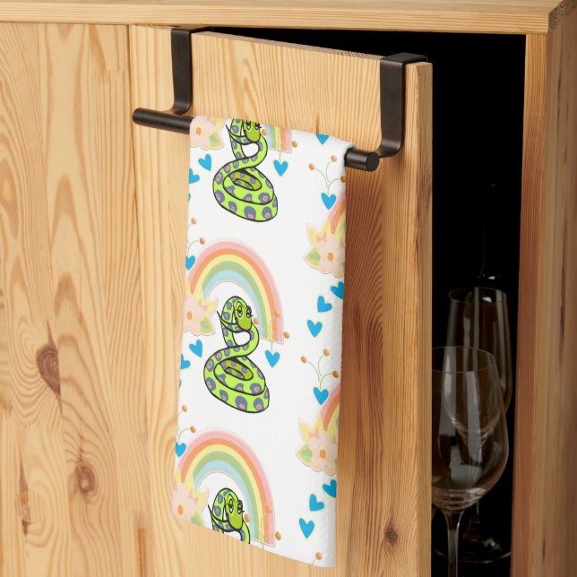 Snake Rainbow Blommigt Kitchen Hand Towel Kökshandduk (Thirds Fold)