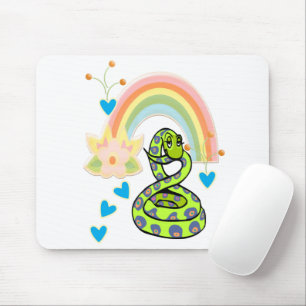 Snake Rainbow Blommigt White Mouse Pad! Musmatta