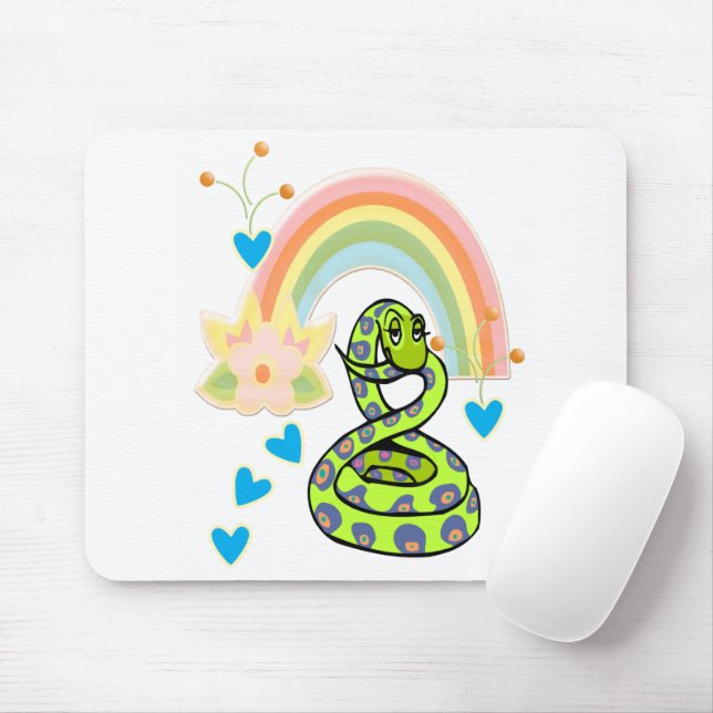 Snake Rainbow Blommigt White Mouse Pad! Musmatta (Med mus)