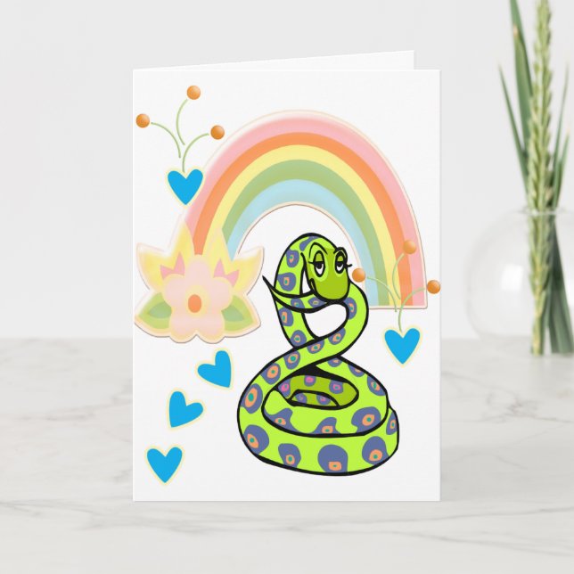 Snake Rainbow Greeting Card Helgkort (Framsida)