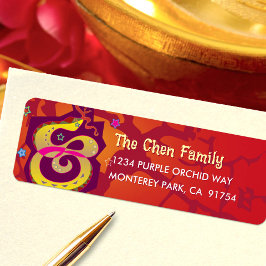 Snake Red 2025 Kinesiska Lunar New Year Coola Mode Returadress Etikett