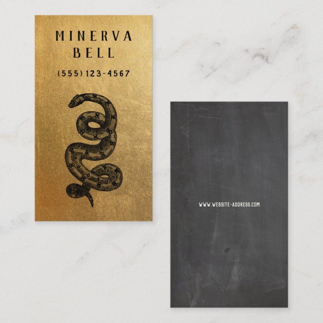Snake Reptile Guld Visitkort (Fram/baksida)
