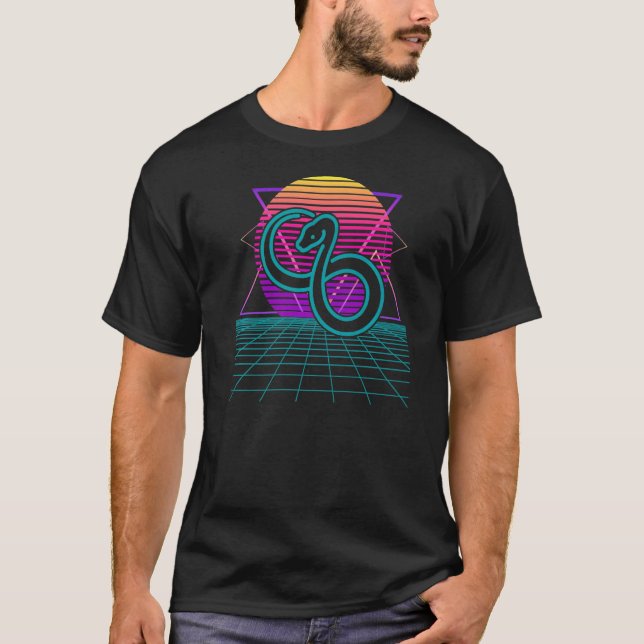Snake Retro 80-tal Stil Boll Python Boa Constritor T Shirt (Framsida)