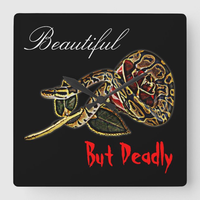 Snake rose clock python fyrkantig klocka (Framsida)