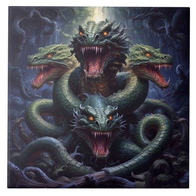 Snake Serpent Dragon Monster Fantasy Kakelplatta (Framsidan)