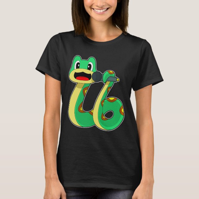 Snake Singer Microphone Music T Shirt (Framsida)