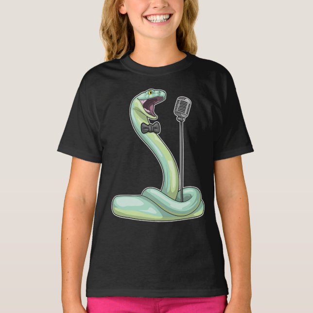 Snake Singer Microphone Music T Shirt (Framsida)