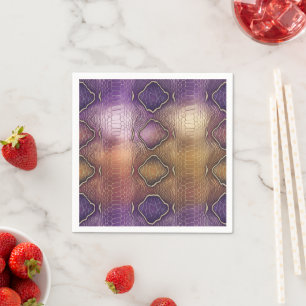 Snake Skin Mönster i Decoupage Lila & Guld Pappersservett