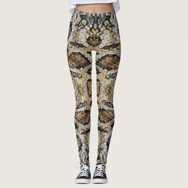 Snake Skin Mönster Struktur Leggings (Framsida)