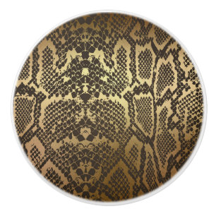 Snake Skin Print Modern Glam Guld Knopp